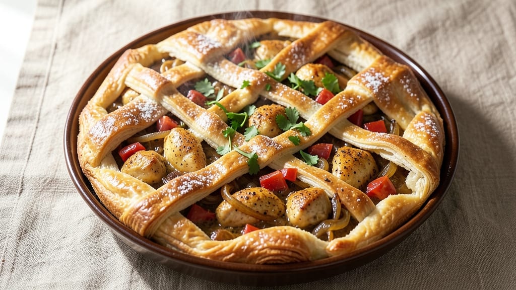 Chicken Curry Pie Recipe with Puff Pastry: Spiced Filling Hugging Golden Crust