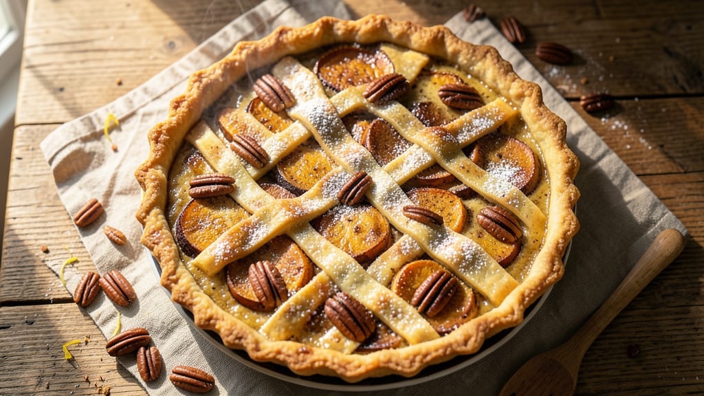 Say McIntosh Sweet Potato Pie Recipe: Spiced Filling with Crunchy Pecan Crown