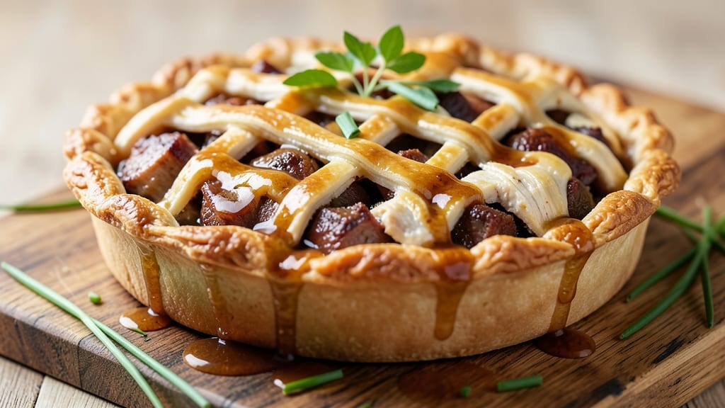Pork and Chicken Meat Pie Recipe: Flaky Crust Locks in Savory Juices