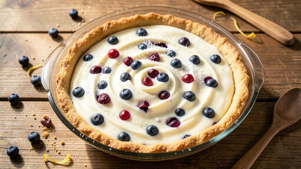 Fresh Blueberry No-Bake Pie Recipe: Crunchy Clusters and Bursting Juicy Berries