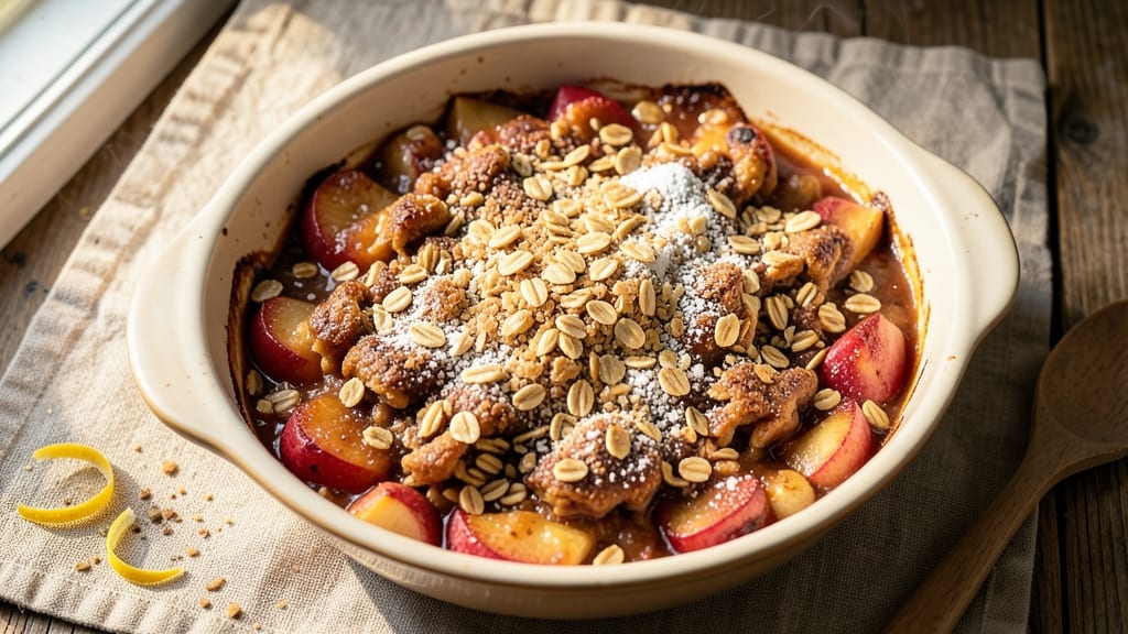 Apple Crisp Recipe Made With Apple Pie Filling and Oatmeal: No-Burn Streusel Top With Foil Trick