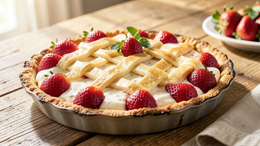 Amish Strawberry Cream Cheese Pie Recipe: Rustic Crust and Bursting Vanilla-Berry Bliss